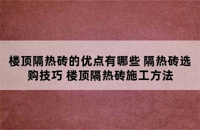 楼顶隔热砖的优点有哪些 隔热砖选购技巧 楼顶隔热砖施工方法